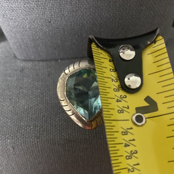 Vintage Sterling 925 silver cocktail ring with aquamarine stone. Size 8 - Picture 10 of 12